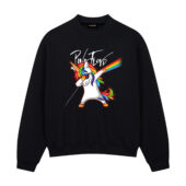Unicorn Dabbing Dark Side Of The Moon Pink Floyd Front Sweatshirt Black - OtherBrick