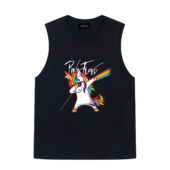Unicorn Dabbing Dark Side Of The Moon Pink Floyd Front Tank Black - OtherBrick