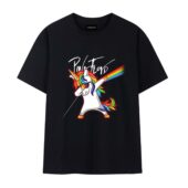 Unicorn Dabbing Dark Side Of The Moon Pink Floyd Front Tshirt Black - OtherBrick