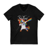 Unicorn Dabbing Dark Side Of The Moon Pink Floyd Front Vneck Black - OtherBrick