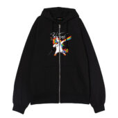 Unicorn Dabbing Dark Side Of The Moon Pink Floyd Front Ziphoodie Black - OtherBrick