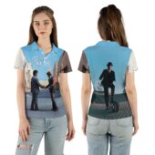 Wish You Were Here Handshake X Desert Man In Bowler Pink Floyd Mockup Polo Shirt Woman - OtherBrick