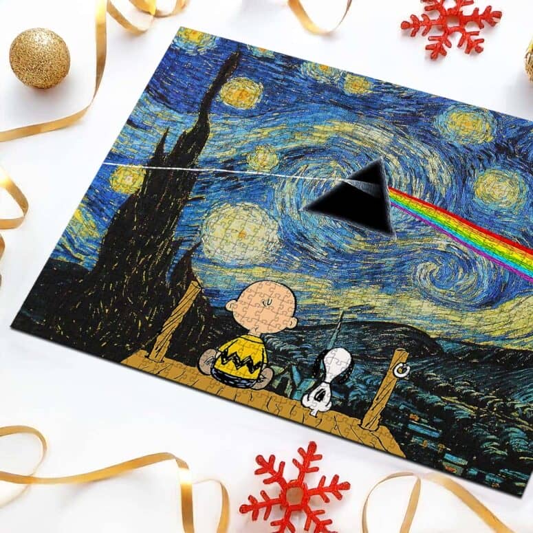 Snoopy and Charlie Looking Dark Side Of The Moon Van Gogh Puzzle Snoopy and Charlie Looking Dark Side Of The Moon Van Gogh Puzzle