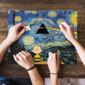 Puzzle4 Snoopy And Charlie Looking Dark Side Of The Moon Van Gogh - OtherBrick