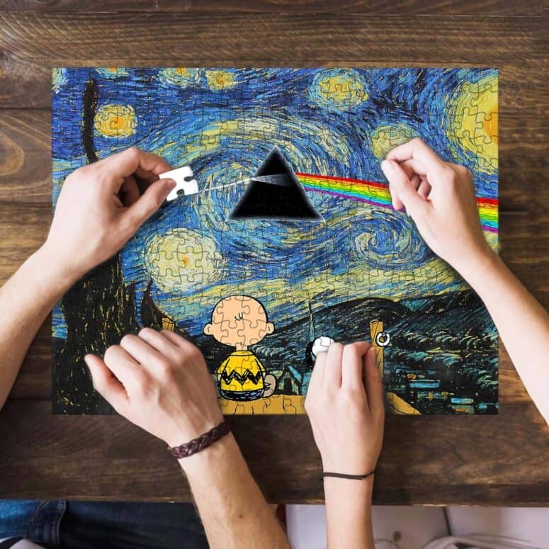 Snoopy and Charlie Looking Dark Side Of The Moon Van Gogh Puzzle Snoopy and Charlie Looking Dark Side Of The Moon Van Gogh Puzzle