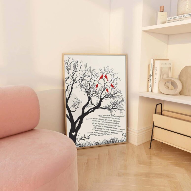 Wish You Were Here Lyric Tree Bird Pink Floyd Poster