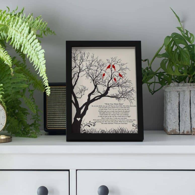 Wish You Were Here Lyric Tree Bird Pink Floyd Poster