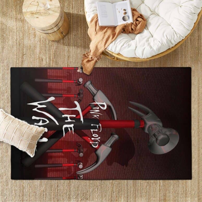 The Wall Hammer Horn Red Pink Floyd Rug