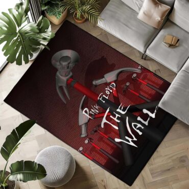 The Wall Hammer Horn Red Pink Floyd Rug