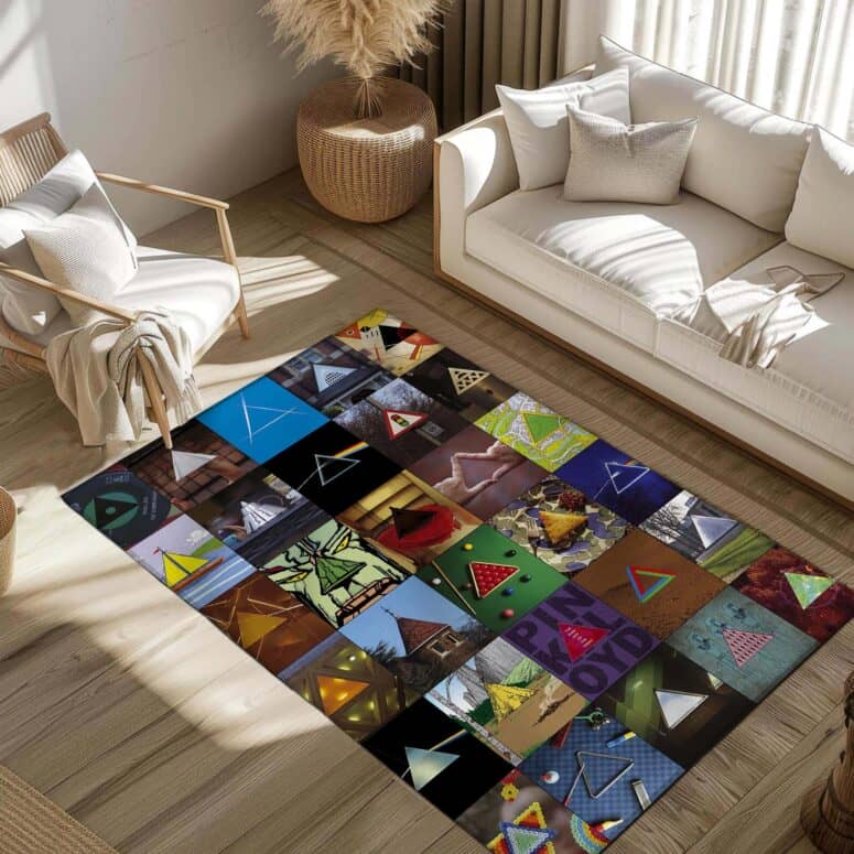 Pink Floyd Album Dark Side Of The Moon Collage Rug