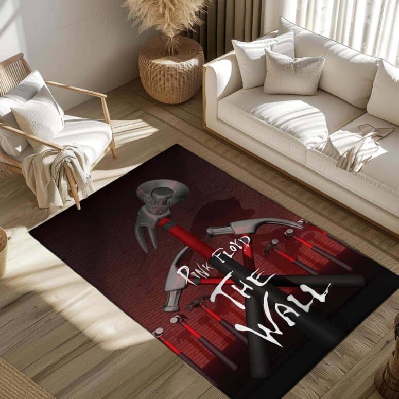 The Wall Hammer Horn Red Pink Floyd Rug