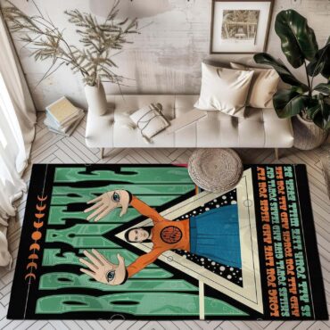 Breathe Lyrics Psychedelic Illustration Rug