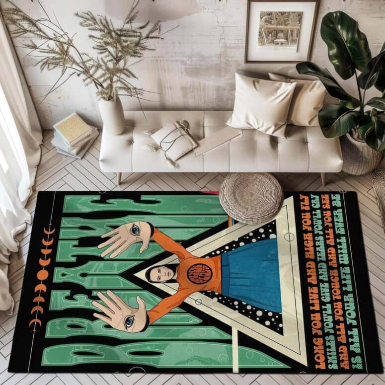 Breathe Lyrics Psychedelic Illustration Rug Breathe Lyrics Psychedelic Illustration Rug