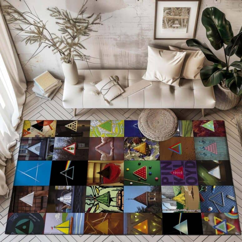Pink Floyd Album Dark Side Of The Moon Collage Rug