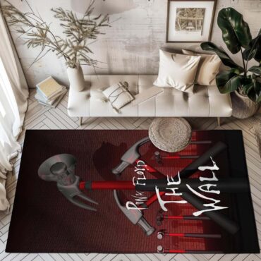 The Wall Hammer Horn Red Pink Floyd Rug