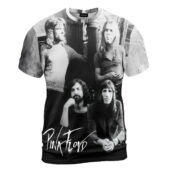 Shirt Front Pink Floyd Band Black And White Texture 3d Hoodie - OtherBrick