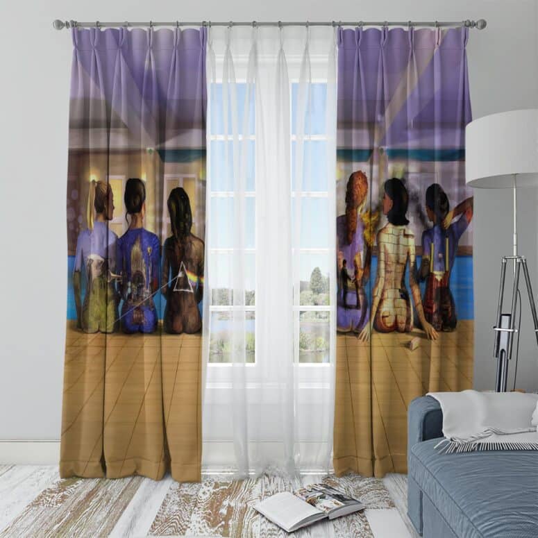 Pink Floyd Back Art Catalog Watercolor Painting Window Curtains Pink Floyd Back Art Catalog Watercolor Painting Window Curtains