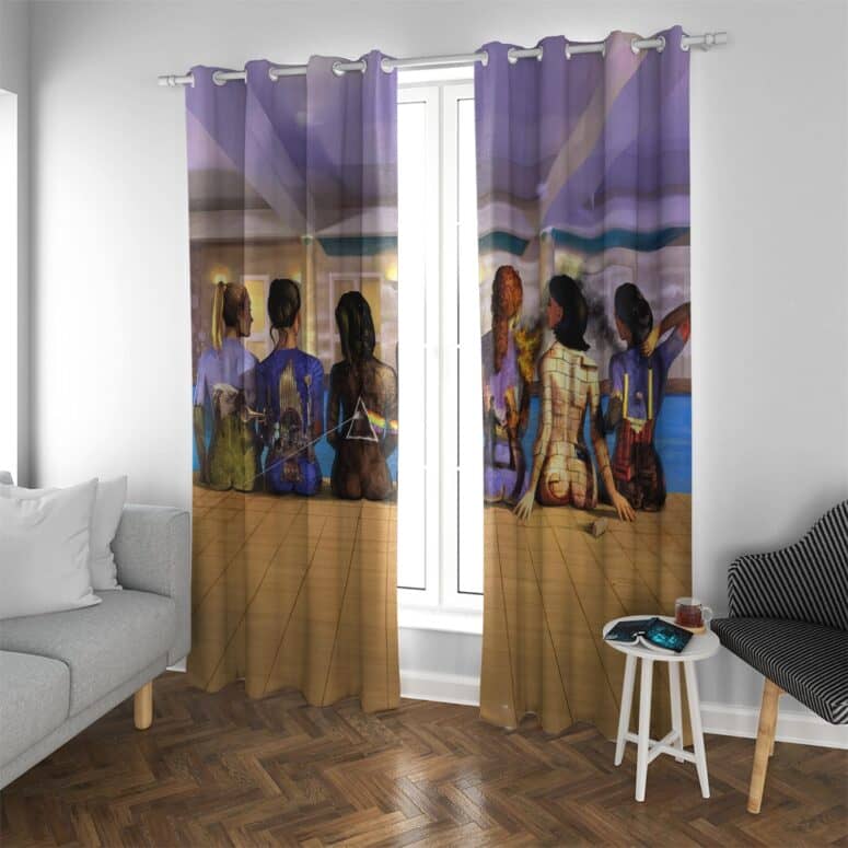 Pink Floyd Back Art Catalog Watercolor Painting Window Curtains Pink Floyd Back Art Catalog Watercolor Painting Window Curtains