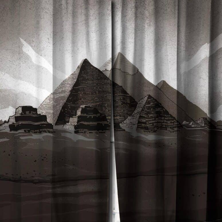 Dark Side Of The Moon Anniversary Pyramids 1973 Illustration Window Curtains Dark Side Of The Moon Anniversary Pyramids 1973 Illustration Window Curtains