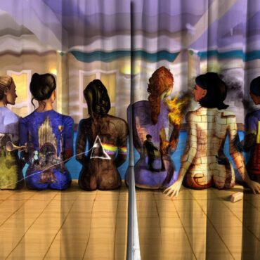Pink Floyd Back Art Catalog Watercolor Painting Window Curtains