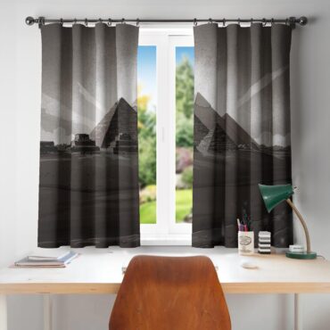 Dark Side Of The Moon Anniversary Pyramids 1973 Illustration Window Curtains