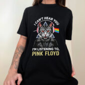 I Can't Hear You Dsotm Pink Floyd Cat Front Shirt Woman Black 1 - OtherBrick