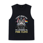 I Can't Hear You Dsotm Pink Floyd Cat Front Tank Black - OtherBrick