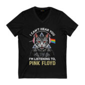I Can't Hear You Dsotm Pink Floyd Cat Front Vneck Black - OtherBrick