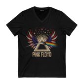 America Dark Side Of The Moon Pink Floyd Vintage Front Vneck Black - OtherBrick