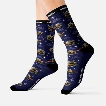 Baby Yoda Grogu Holds David Gilmour Black Stratocaster Guitar Socks