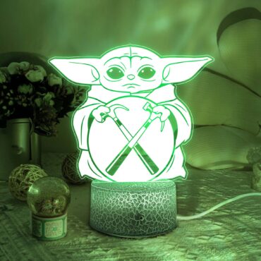 Baby Yoda Grogu Holds Pink Floyd The Wall Logo Night Lamp Baby Yoda Grogu Holds Pink Floyd The Wall Logo Night Lamp