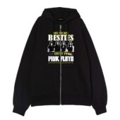 Only The Best Besties Listen To Pink Floyd Front Ziphoodie Black - OtherBrick