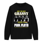 Only The Best Granny Listen To Pink Floyd Front Longsleeve Black - OtherBrick