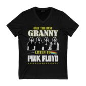 Only The Best Granny Listen To Pink Floyd Front Vneck Black - OtherBrick