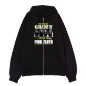 Only The Best Granny Listen To Pink Floyd Front Ziphoodie Black - OtherBrick