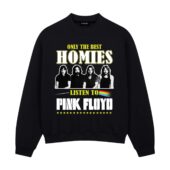 Only The Best Homies Listen To Pink Floyd Front Sweatshirt Black - OtherBrick