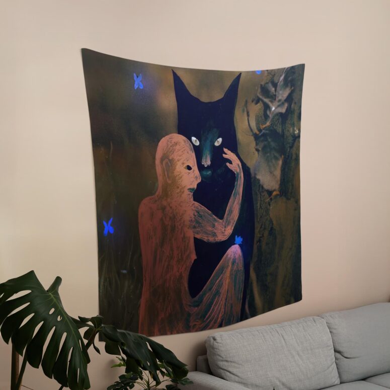 David GIlmour Dark and Velvet Nights Black Cat Tapestry David GIlmour Dark and Velvet Nights Black Cat Tapestry