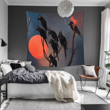 David GIlmour Dark and Velvet Nights Black Bird Tapestry