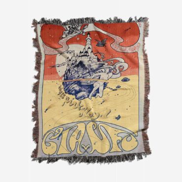 CIA UFO by Hapshash and The Coloured Coat Pink Floyd Woven Blanket