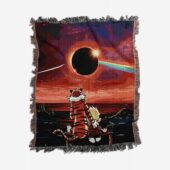 Woven Blanket 01 Calvin And Hobbes Gazing At The Moon Solar Eclipse 2024 1.jpg - OtherBrick