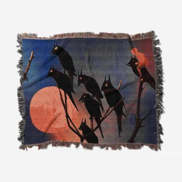 David GIlmour Dark and Velvet Nights Black Bird Woven Blanket