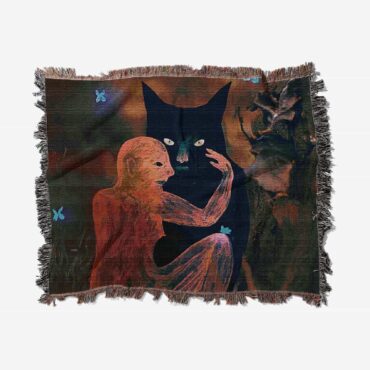 David GIlmour Dark and Velvet Nights Black Cat Woven Blanket