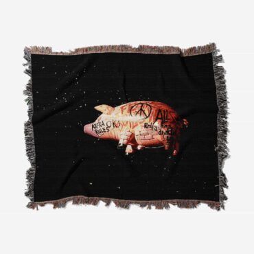 Pink Floyds Flying Pig Woven Blanket