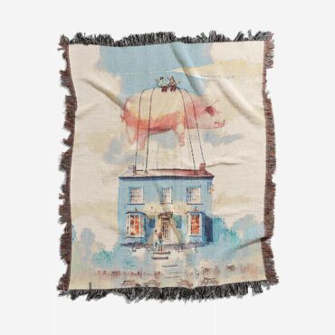 The Flying Pig Pub Syd Barrett and David Gilmour DSOTM Woven Blanket