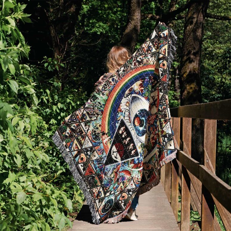 Album Cover Ring Collage Blotter Pink Floyd Art Woven Blanket Album Cover Ring Collage Blotter Pink Floyd Art Woven Blanket