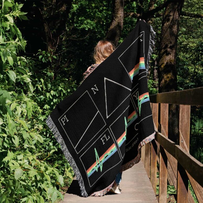Dark Side Of The Moon 50th Prism Heart Beat Woven Blanket