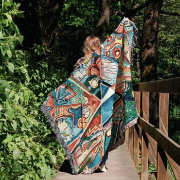Dark Side of the Moon Pop Art Woven Blanket