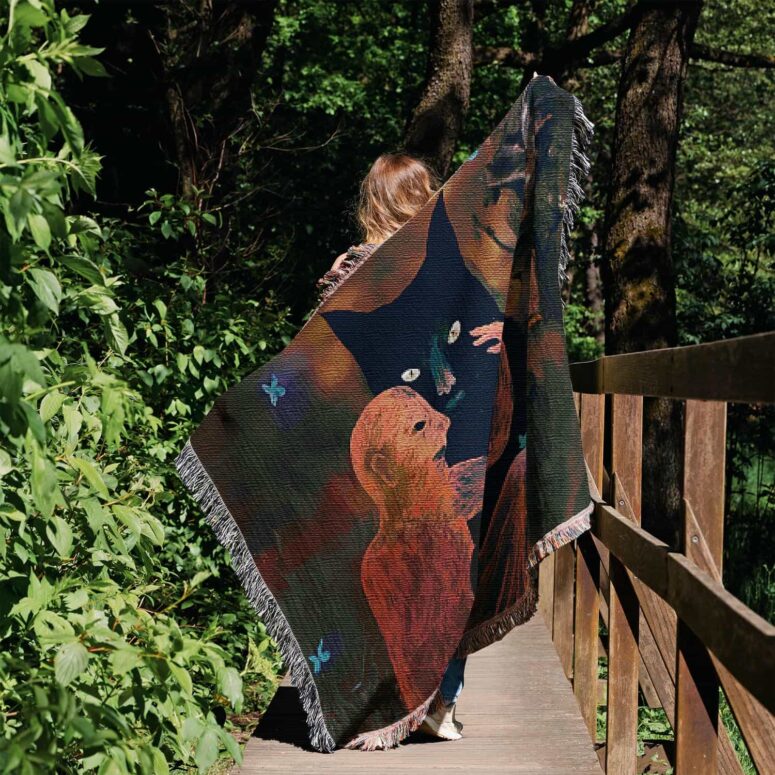 David GIlmour Dark and Velvet Nights Black Cat Woven Blanket