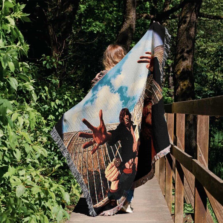 Fish Eye Photo Of Pink Floyd Woven Blanket