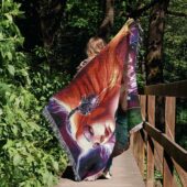 Gorgeous Girl Listen to Pink Floyd Art Woven Blanket